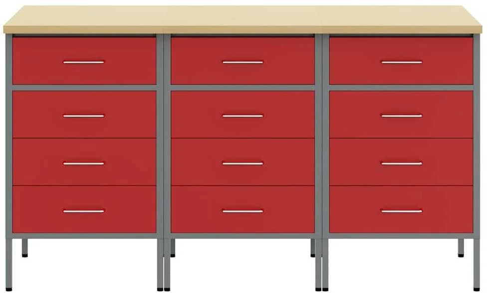 Darbo spinta 3 vnt. Raudona ir pilka 150 x 55 x 85 cm