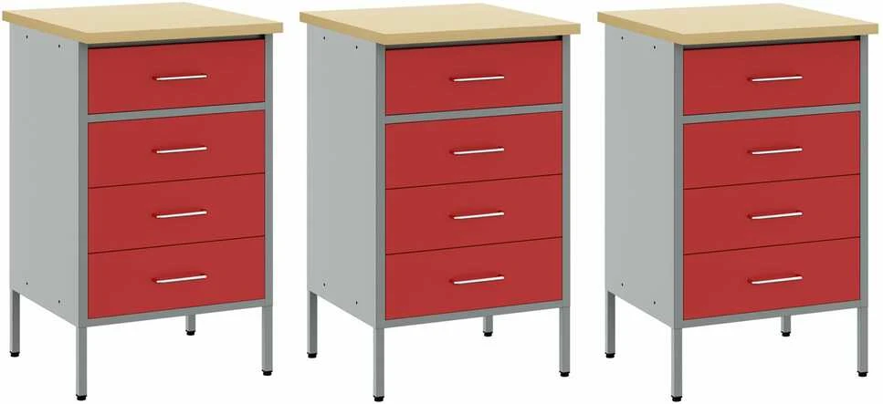 Darbo spinta 3 vnt. Raudona ir pilka 150 x 55 x 85 cm