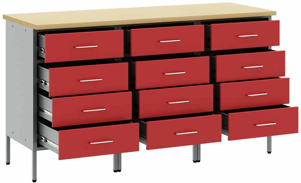 Darbo spinta 3 vnt. Raudona ir pilka 150 x 55 x 85 cm