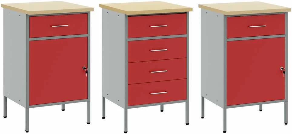 Darbo spinta 3 vnt. Raudona ir pilka 150 x 55 x 85 cm