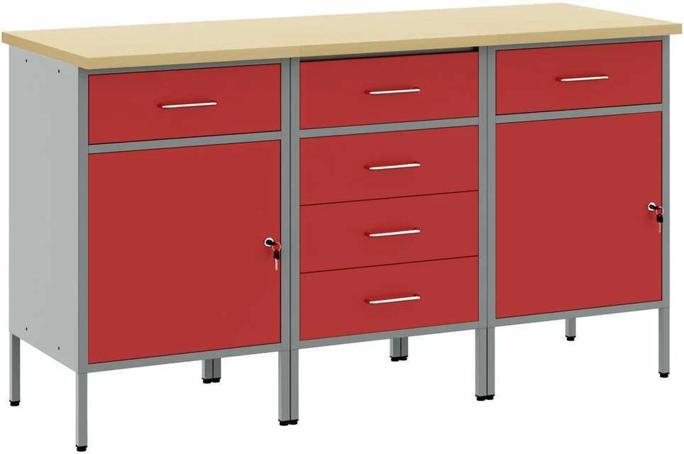 Darbo spinta 3 vnt. Raudona ir pilka 150 x 55 x 85 cm