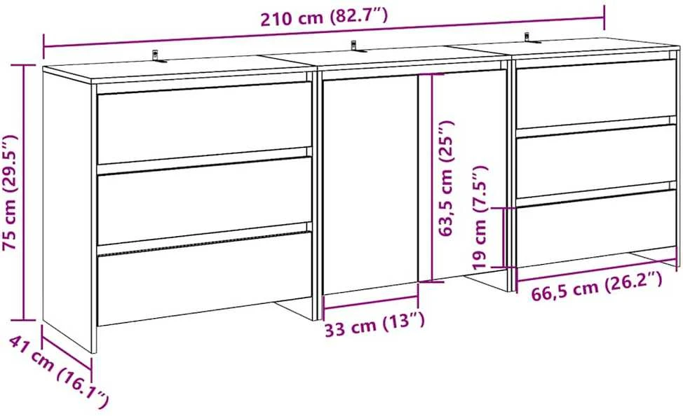 3 dalių indauja Artisan Oak Engineered Wood