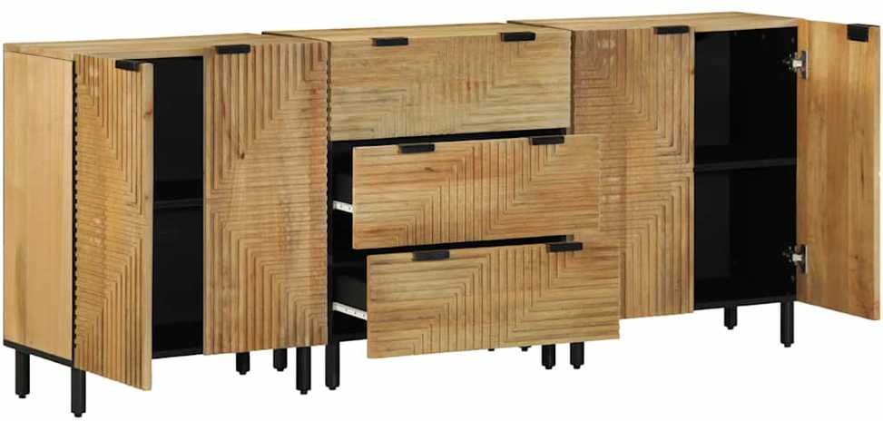 3 dalių indauja ruda 60x33x75 cm medžio masyvo mango
