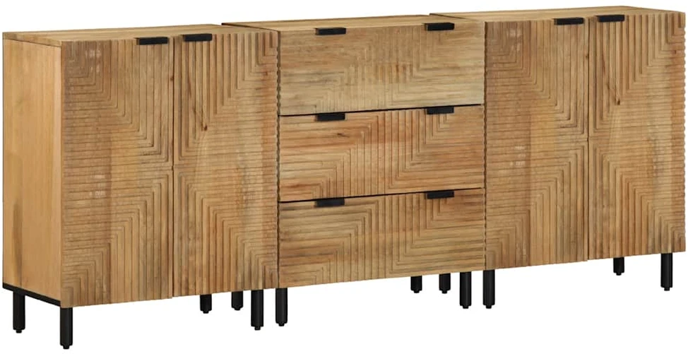 3 dalių indauja ruda 60x33x75 cm medžio masyvo mango