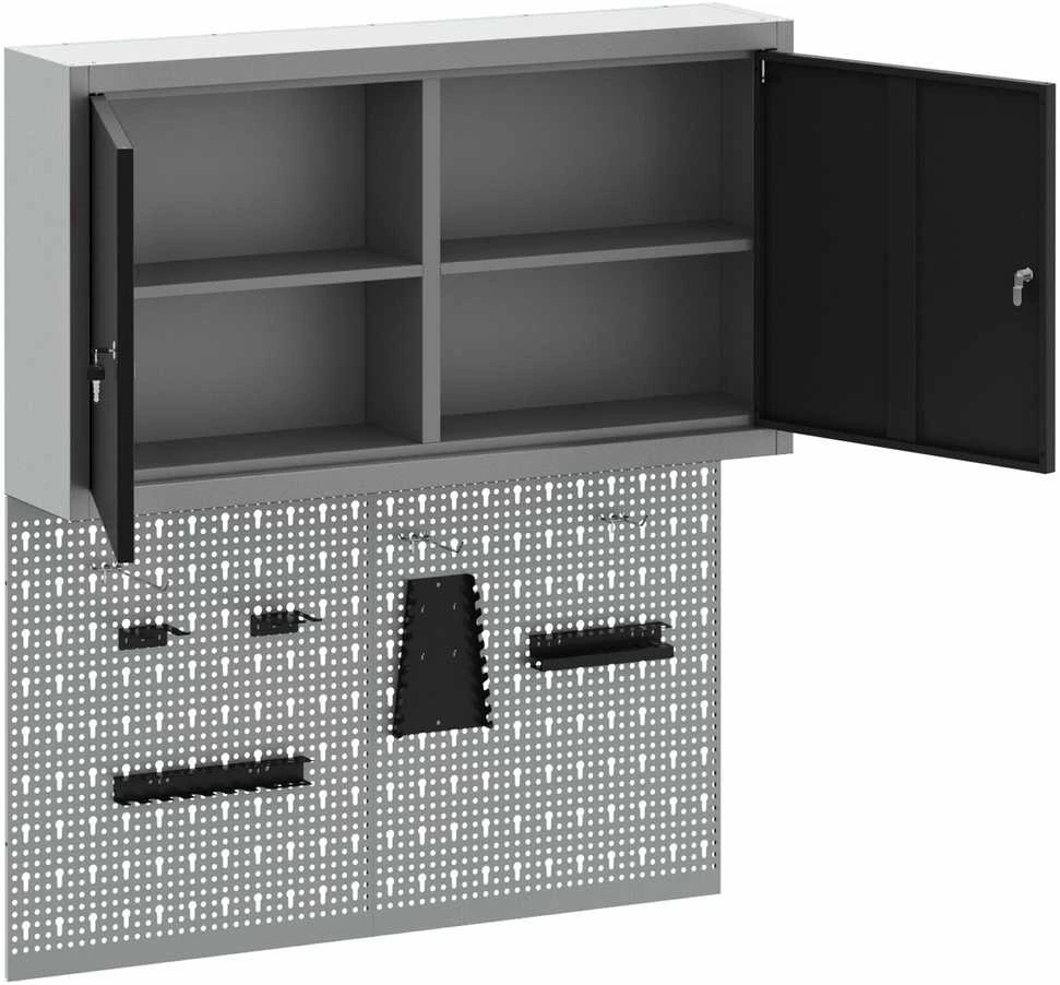 Įrankių spintelių rinkinys su lentyna su saugykla 3 pcs Juoda
