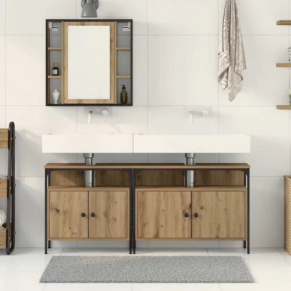 4Housedesign Vonios spintelės 3 vnt. Ruda 80 x 30 x 60 cm Apdirbta mediena