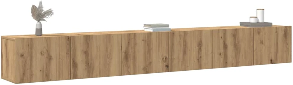 TV staliukas 3 dalių sieninis televizoriaus spintelės komplektas Artisan Oak