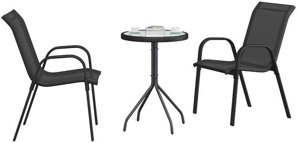 Lauko baldų komplektas Sodo Bistro Rinkinys 3 vnt. Juoda Plienas