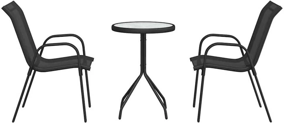 Lauko baldų komplektas Sodo Bistro Rinkinys 3 vnt. Juoda Plienas