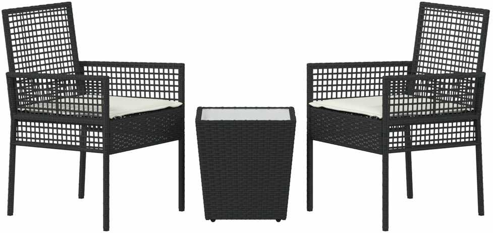 Lauko baldų komplektas Sodo Bistro Rinkinys 3 vnt. Juoda poliratanas