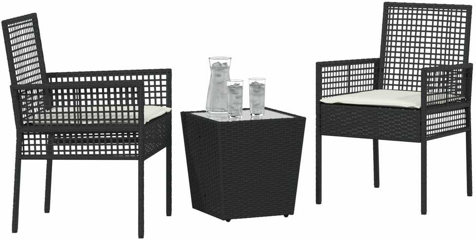 Lauko baldų komplektas Sodo Bistro Rinkinys 3 vnt. Juoda poliratanas