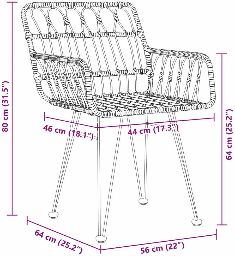 Lauko baldų komplektas Sodo valgomojo komplektas 3 vnt. Juoda