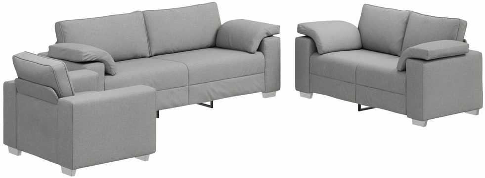Sofa 3 vnt. Debesų pilka Lino mišinio audinys
