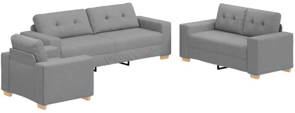 Sofa 3 pcs Šviesiai pilka 221 x 80 x 80 cm Lino mišinio audinys