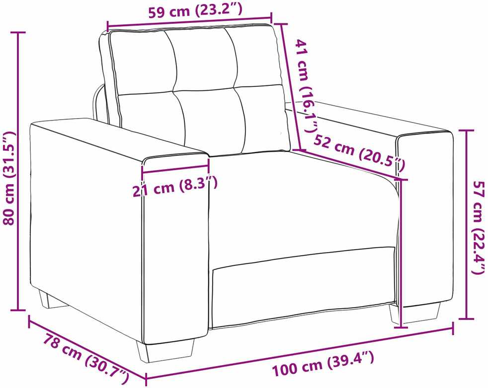 Sofa 3 pcs Šviesiai pilka 221 x 80 x 80 cm Lino mišinio audinys