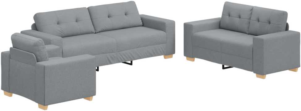 Sofa 3 pcs Šviesiai pilka 221 x 80 x 80 cm Lino mišinio audinys