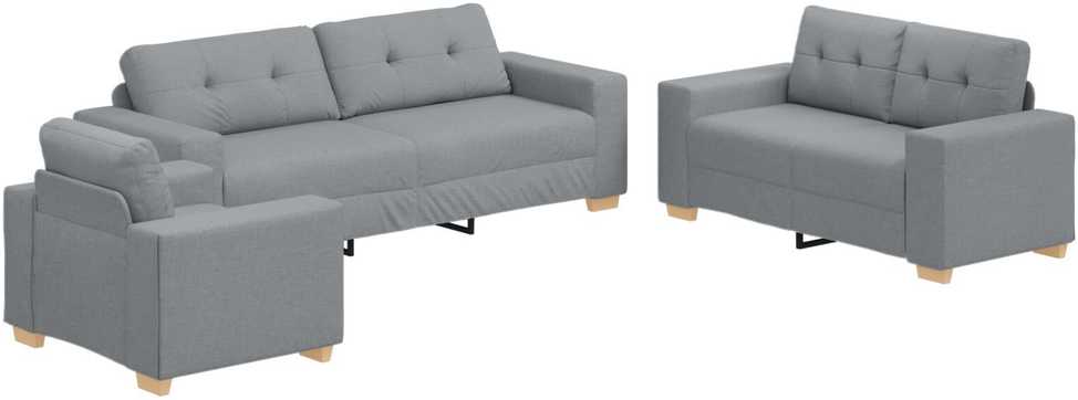 Sofa 3 pcs Šviesiai pilka 221 x 80 x 80 cm Lino mišinio audinys