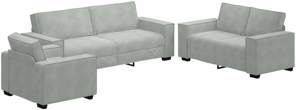 Sofa 3 vnt. Šviesiai pilka Lino mišinio audinys