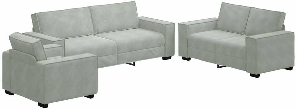 Sofa 3 vnt. Šviesiai pilka Lino mišinio audinys