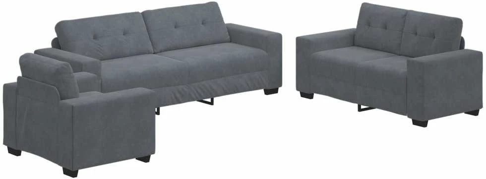 Sofa Sofos komplektas 3 vnt. Tamsiai pilka Aksomas