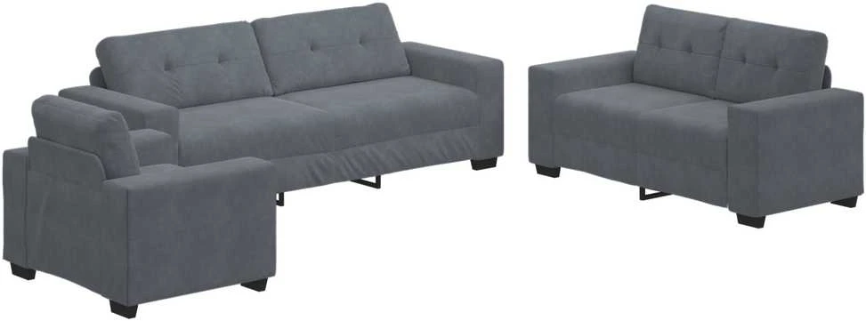 Sofa Sofos komplektas 3 vnt. Tamsiai pilka Aksomas