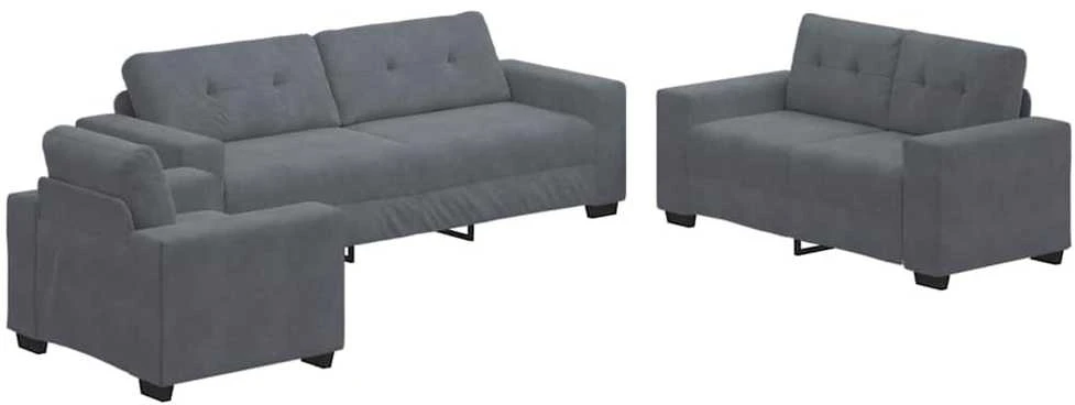Sofa Sofos komplektas 3 vnt. Tamsiai pilka Aksomas