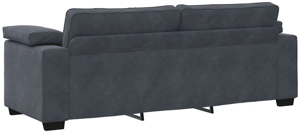 Sofa 3 dalių sofos komplektas su pagalvėlėmis, tamsiai pilkas, aksomas