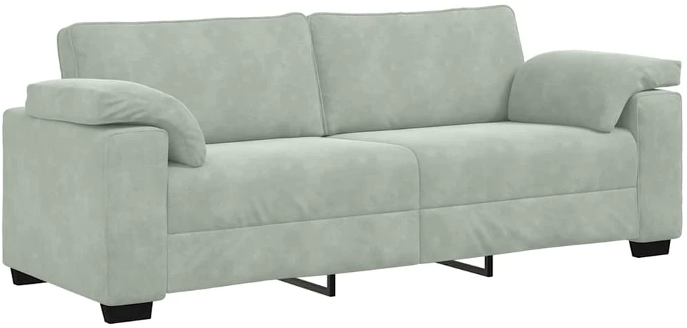 Sofa 3 dalių sofos komplektas su pagalvėlėmis, šviesiai pilkas aksomas