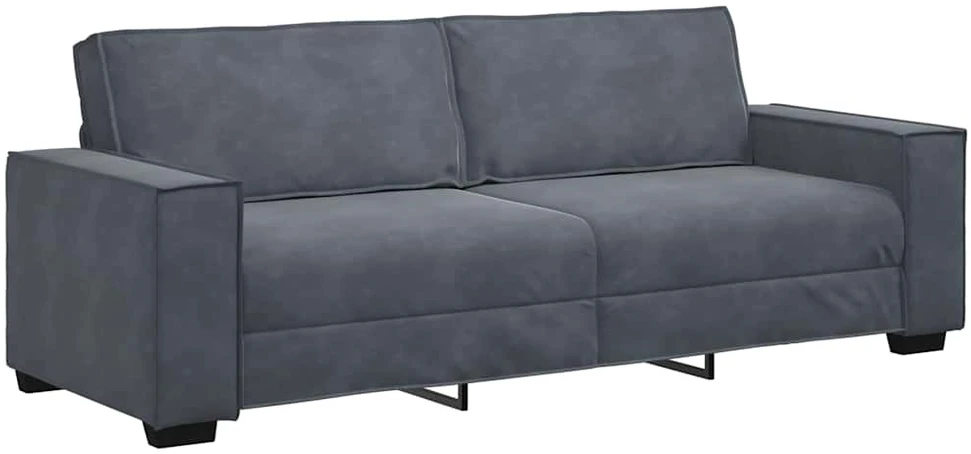 Sofa 3 dalių sofos komplektas su pagalvėlėmis, tamsiai pilkas, aksomas