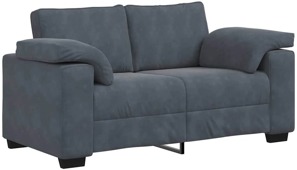 Sofa 3 dalių sofos komplektas su pagalvėlėmis, tamsiai pilkas, aksomas