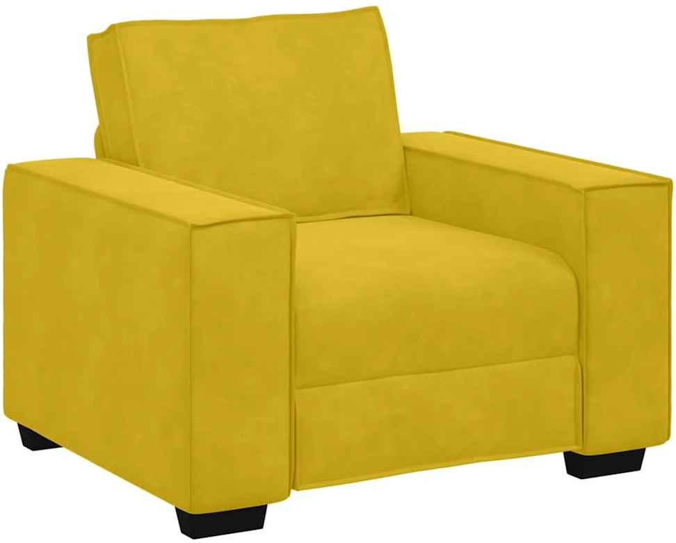 Sofa 3 dalių sofos komplektas su pagalvėlėmis, geltonas aksomas