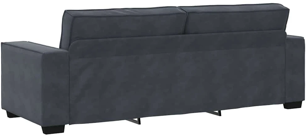 Sofa 3 dalių sofos komplektas su pagalvėlėmis, tamsiai pilkas, aksomas