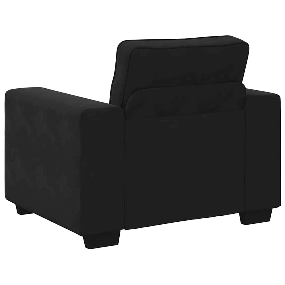 Sofa 3 dalių sofos komplektas su pagalvėlėmis, juodas aksomas