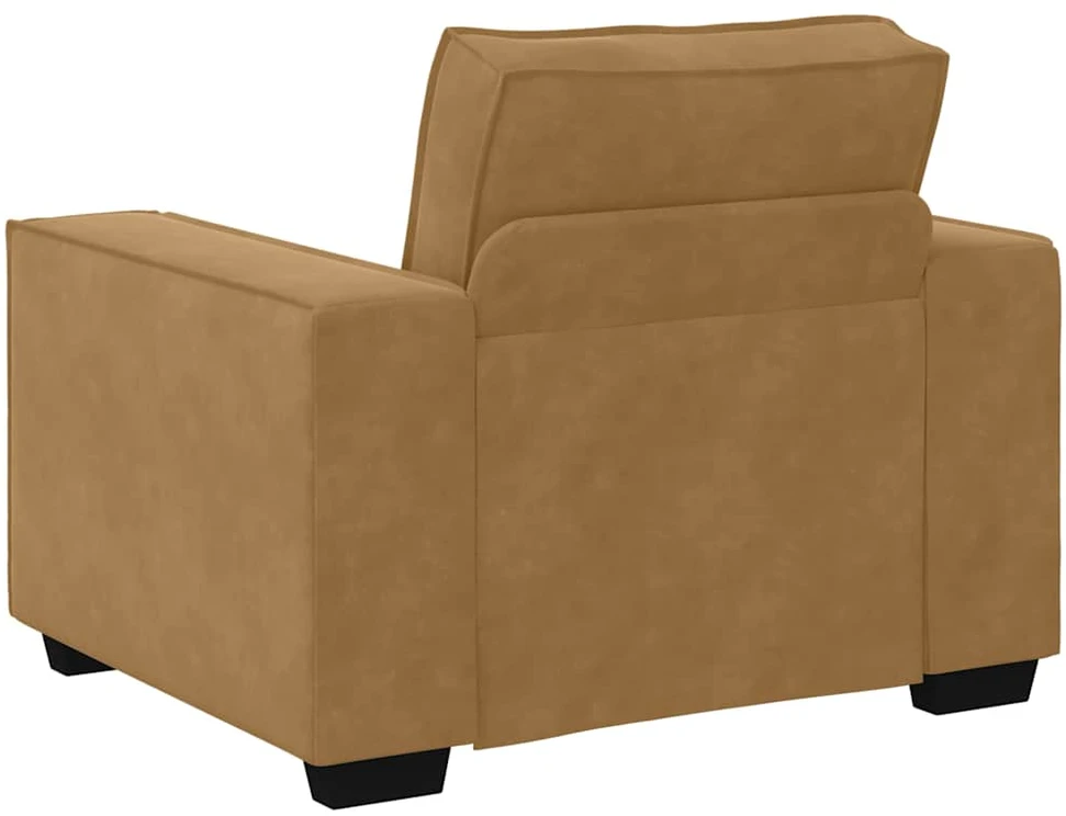 Sofa 3 dalių sofos komplektas su pagalvėlėmis, rudas aksomas