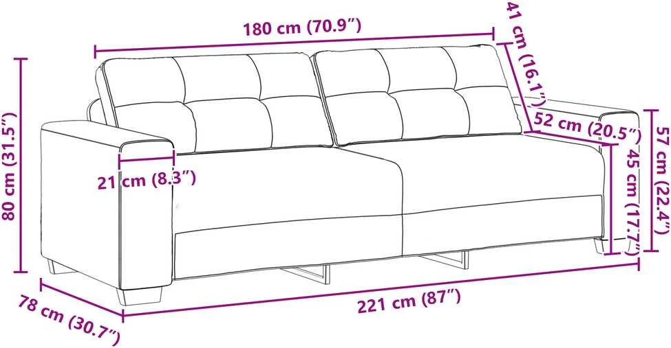 Sofa Sofos komplektas 3 vnt. Mėlyna Aksomas