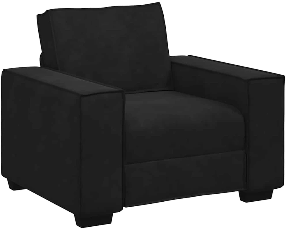 Sofa 3 dalių sofos komplektas su pagalvėlėmis, juodas aksomas