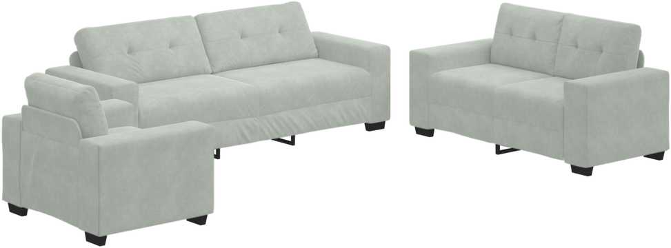 Sofa Sofos komplektas 3 vnt. Šviesiai pilka Aksomas