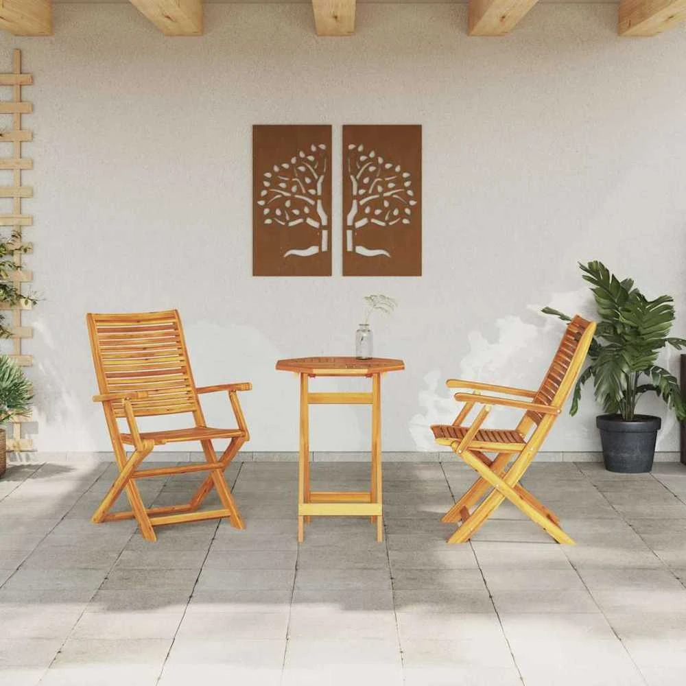 Lauko baldų komplektas Sulankstomas bistro rinkinys 3 vnt. Ruda