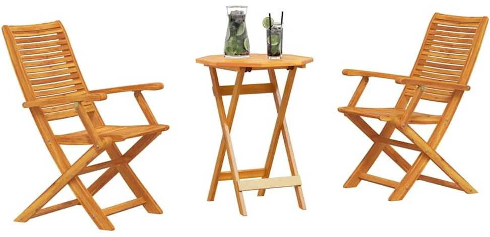 Lauko baldų komplektas Sulankstomas bistro rinkinys 3 vnt. Ruda