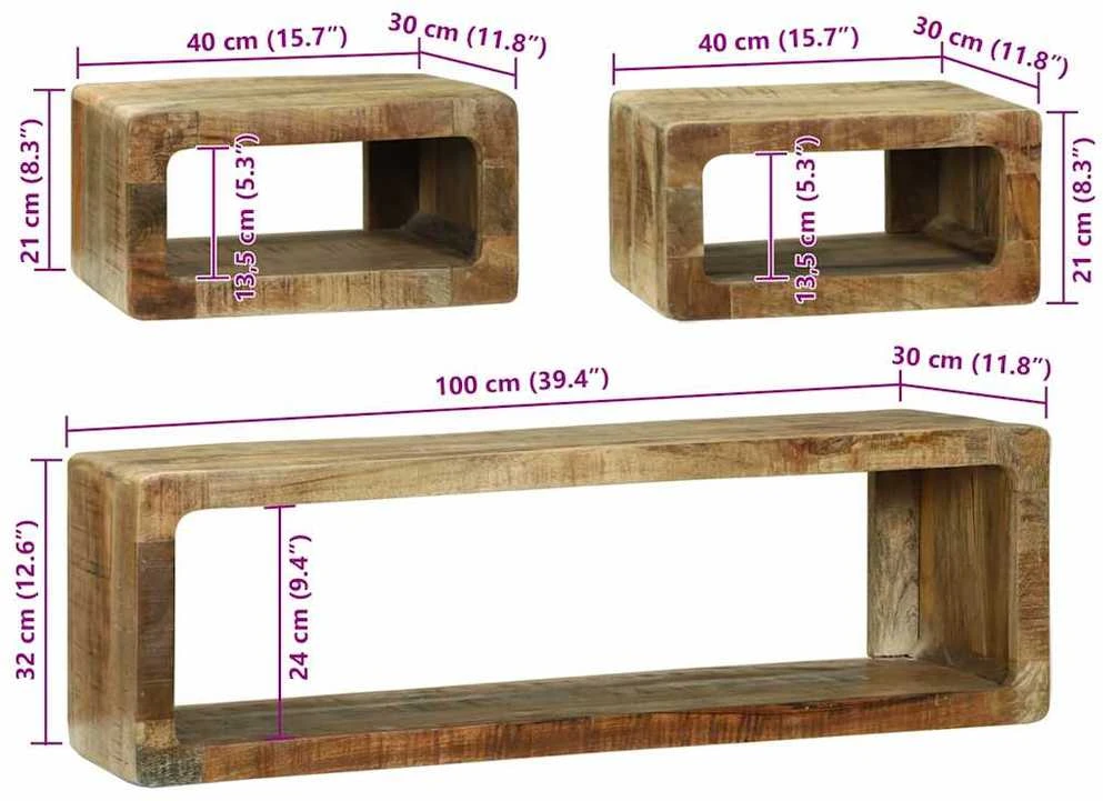 TV spintelių komplektas 3 vnt. Ruda 100 x 30 x 32 cm