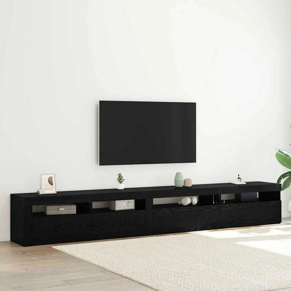 TV staliukas TV spintelių komplektas 3 vnt. Juodas ąžuolas Apdirbta mediena