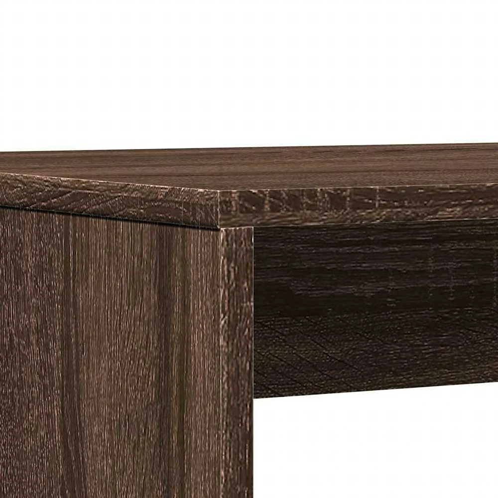 3 dalių valgomojo stalo ir suoliukų rinkinys Brown Oak