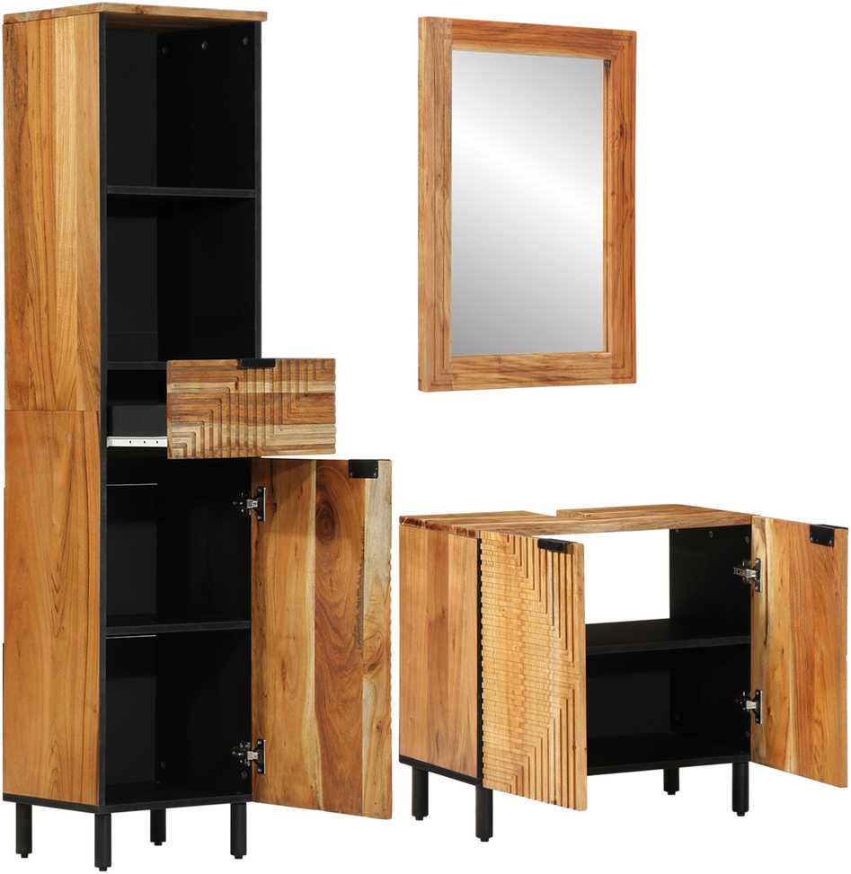 Vonios baldų rinkinys 3 pcs Ruda akacijos medienos masyvas