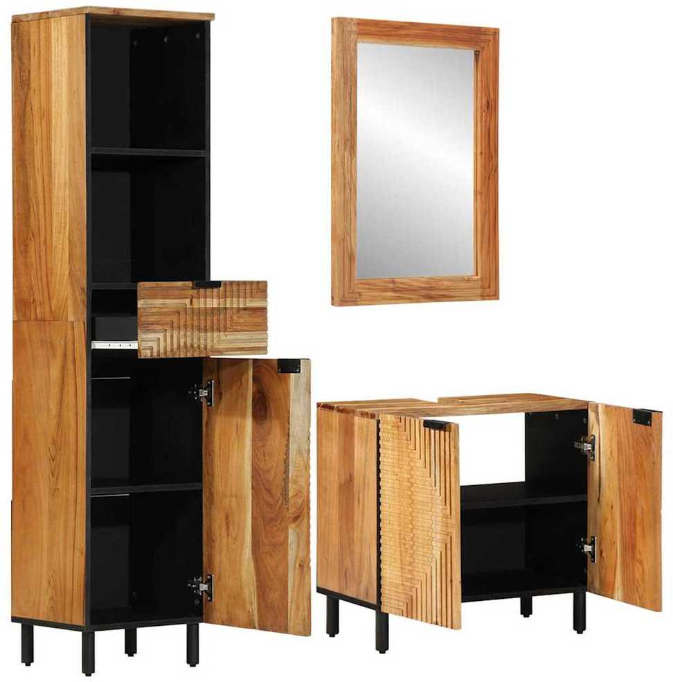 Vonios baldų rinkinys 3 pcs Ruda akacijos medienos masyvas