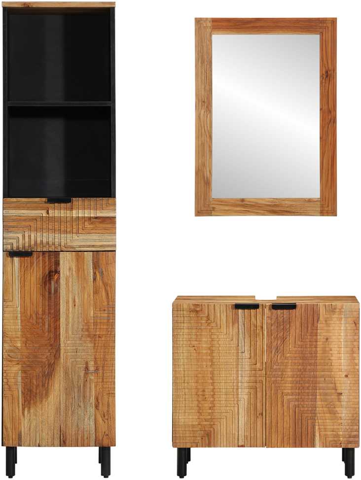 Vonios baldų rinkinys 3 pcs Ruda akacijos medienos masyvas