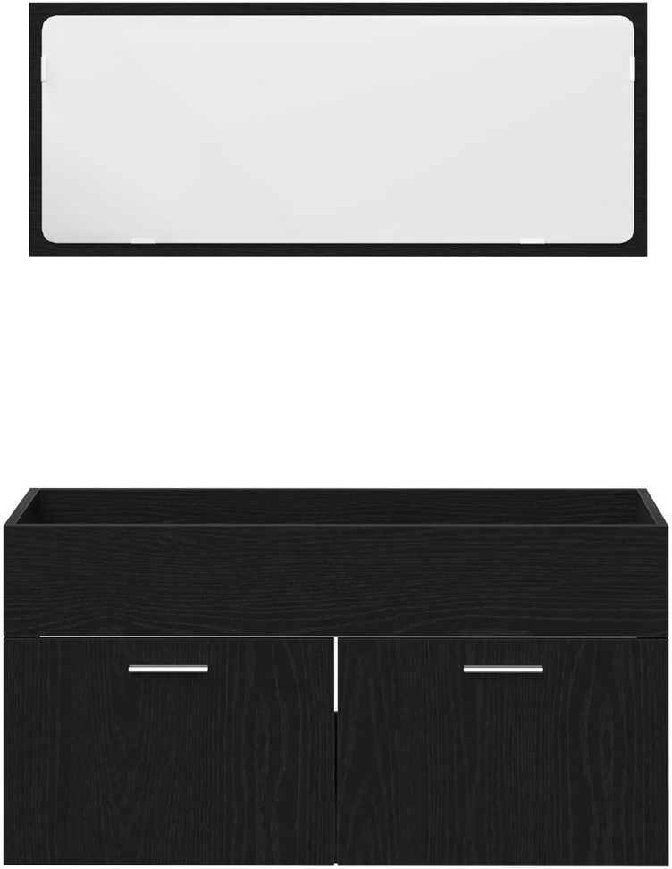 Vonios baldų rinkinys 3 vnt. Juodas ąžuolas Apdirbta mediena
