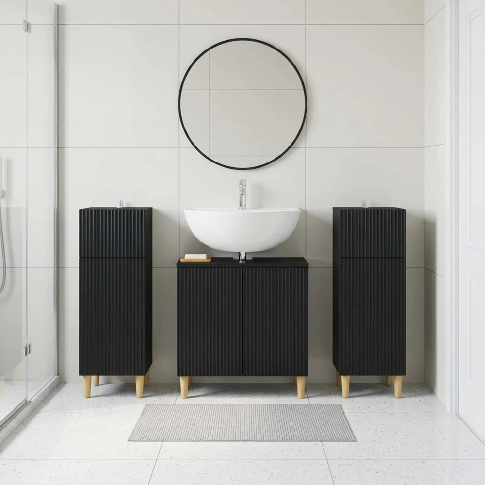 3 dalių vonios spintelių komplektas ARNHEM 3 vnt. Juoda