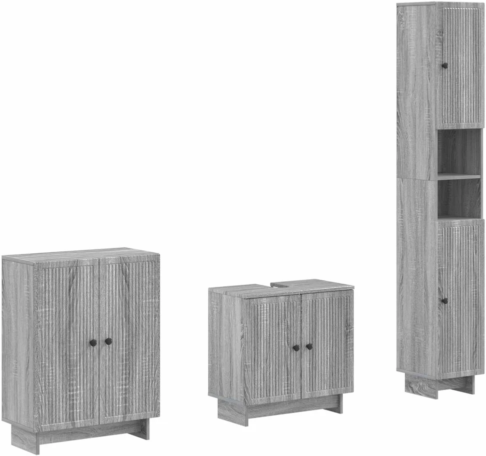 3 dalių vonios spintelių komplektas EDE Pilka Sonoma
