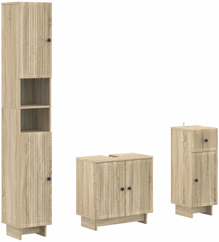 3 dalių vonios spintelių komplektas EDE Sonoma ąžuolas
