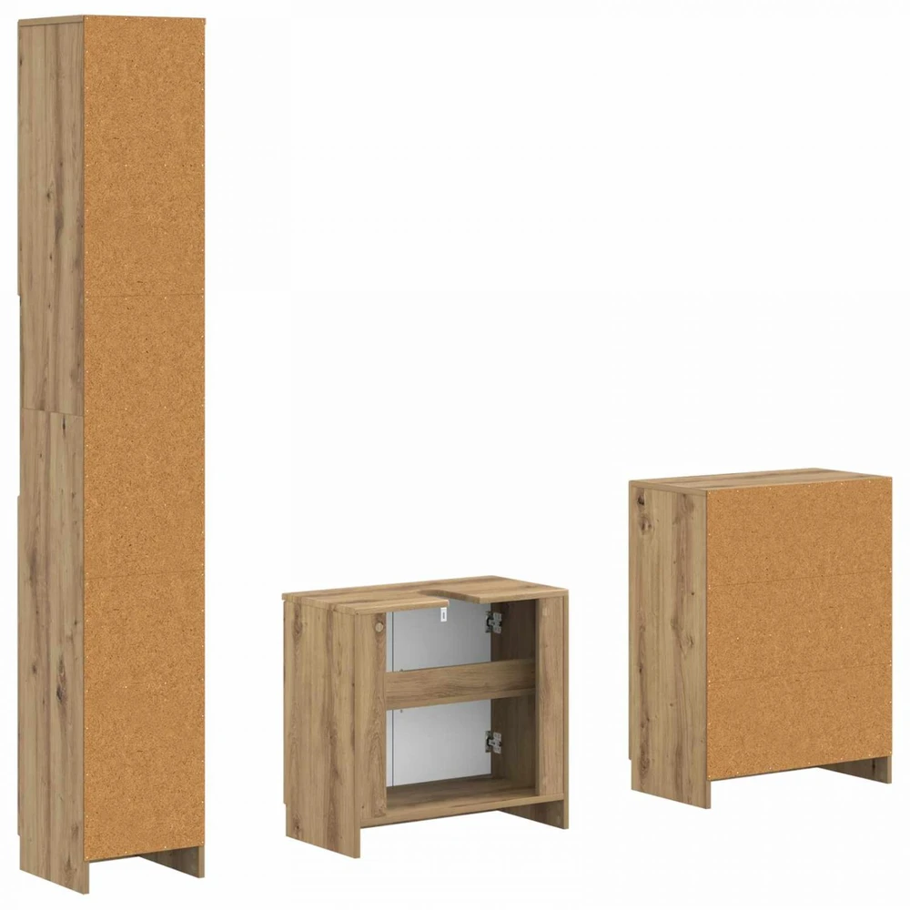 3 dalių vonios spintelių komplektas UTRECHT Artisano ąžuolo